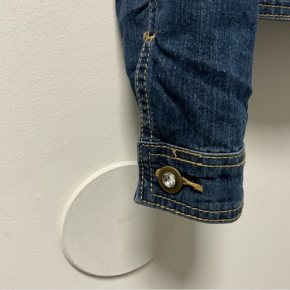 Blingy Baccini Rhinestone Slight Stretch Button Down Blue Jean Jacket! - Picture 4 of 10